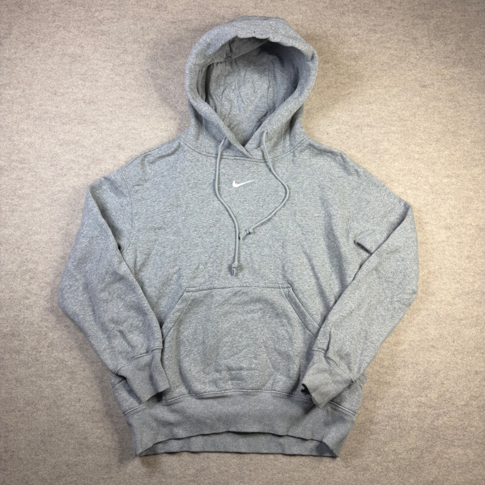 Nike Sportswear Essential Mini Swoosh Hoodie Heather Gray XS Pullover Fleece